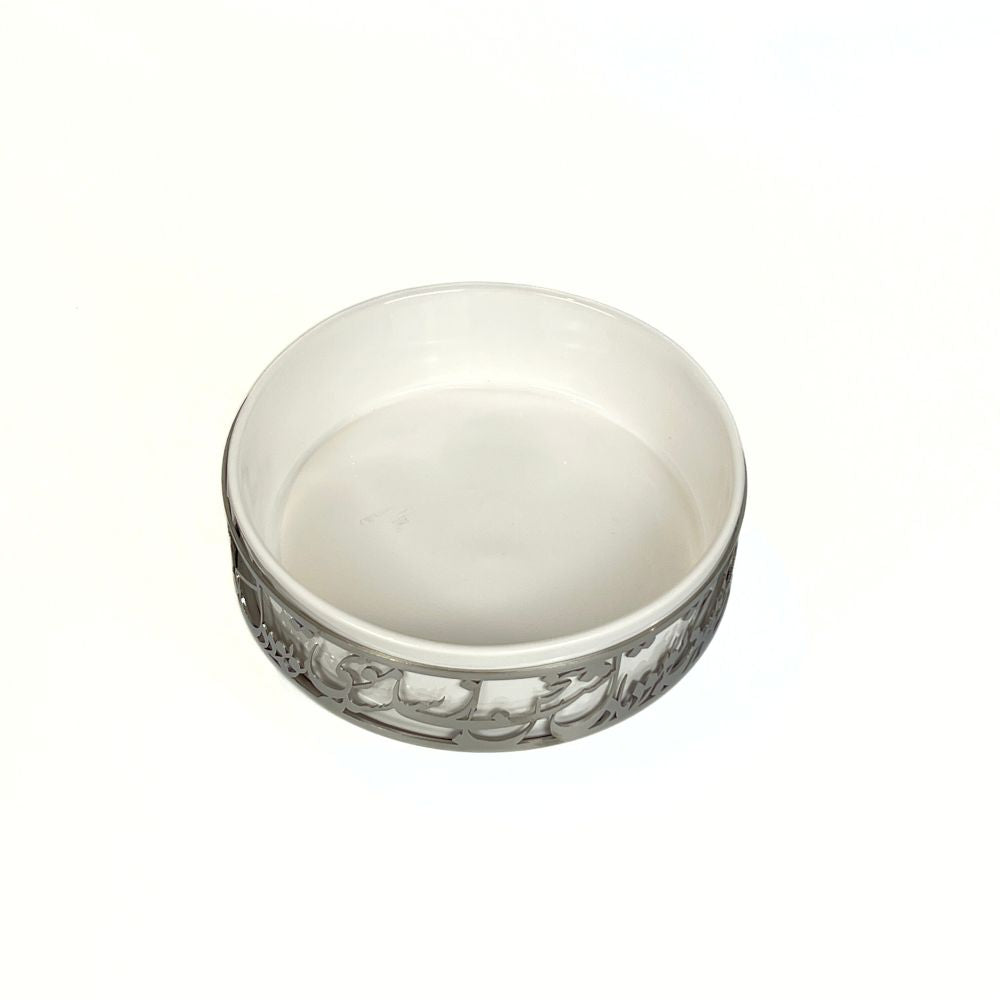 White Calligraphy Bowl With Base image 2
