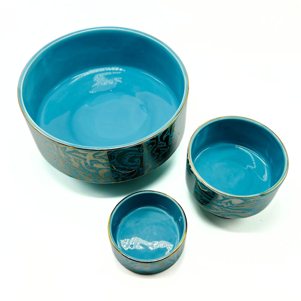 Turquoise Bowl With Golden Base image 5