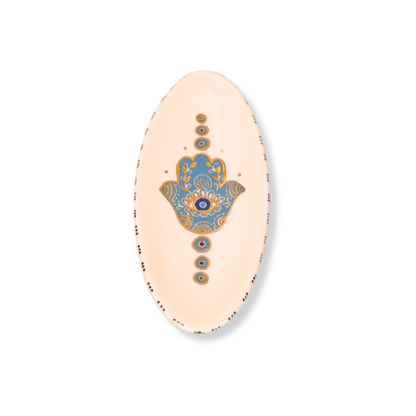 Small Hamsa Oval Dish - Blue image