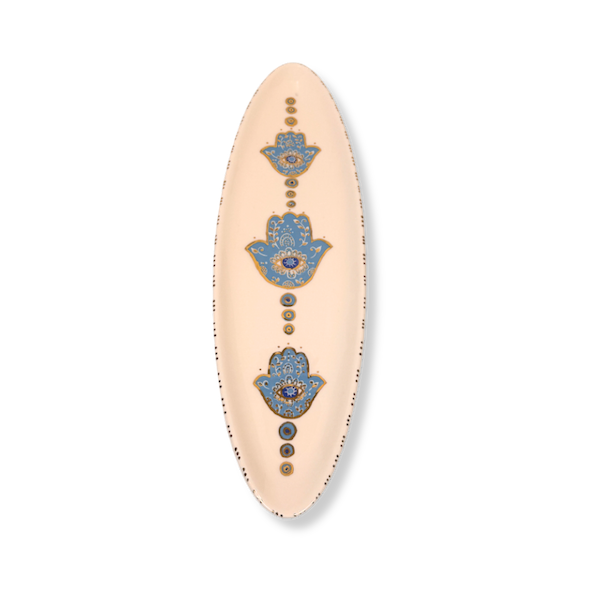 Large Hamsa Oval Dish - Blue image