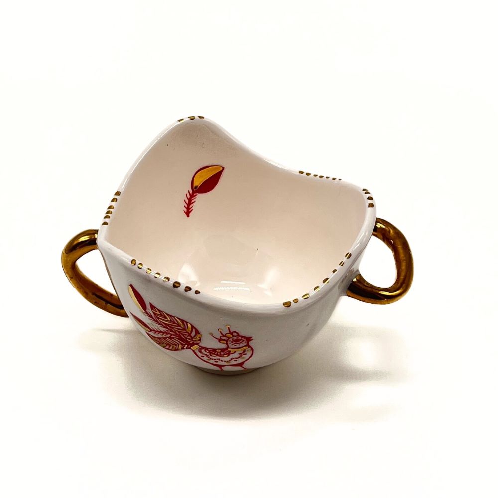 Bowl with Red and Gold bird 3 image 1