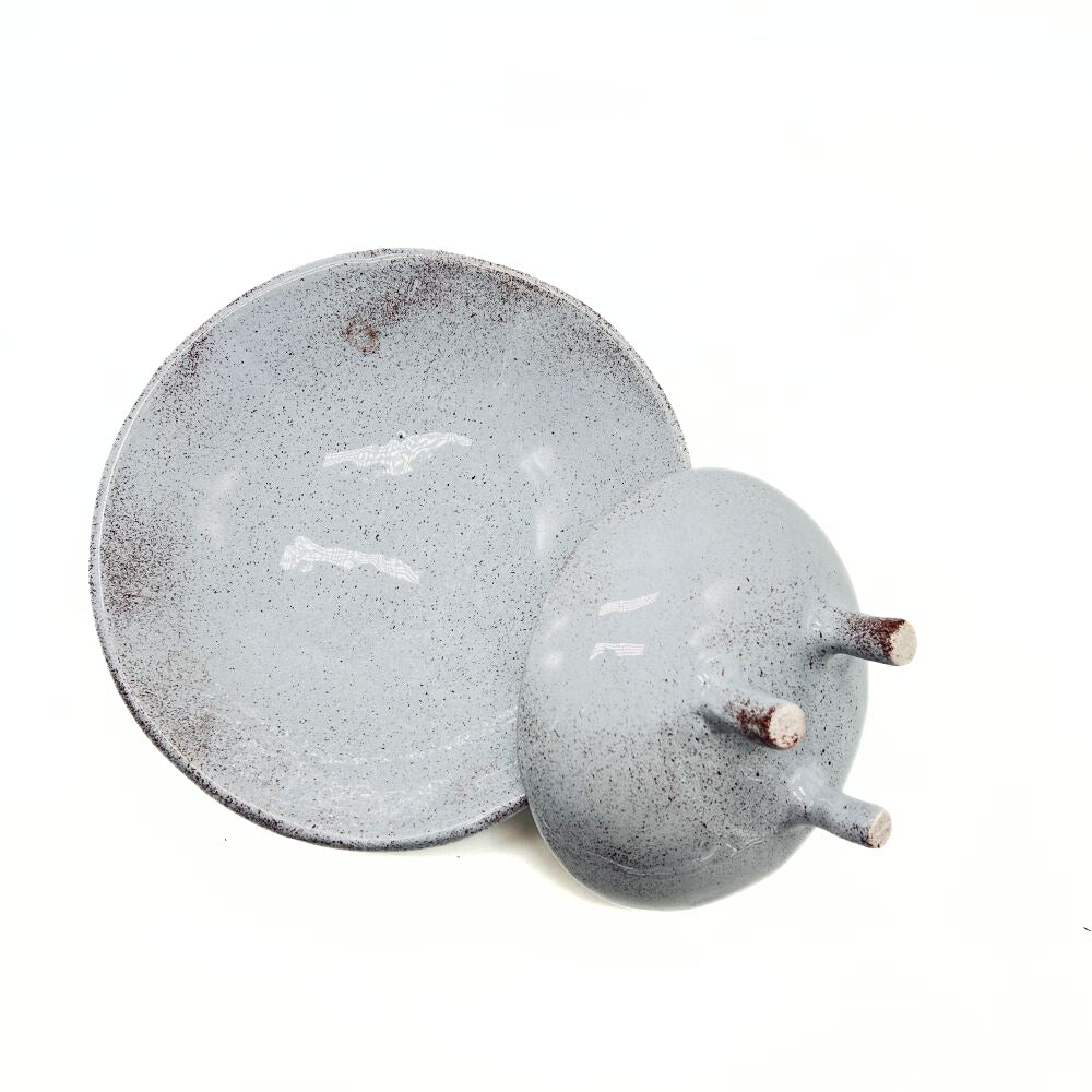 Round Light Gray Dish with Base image 5