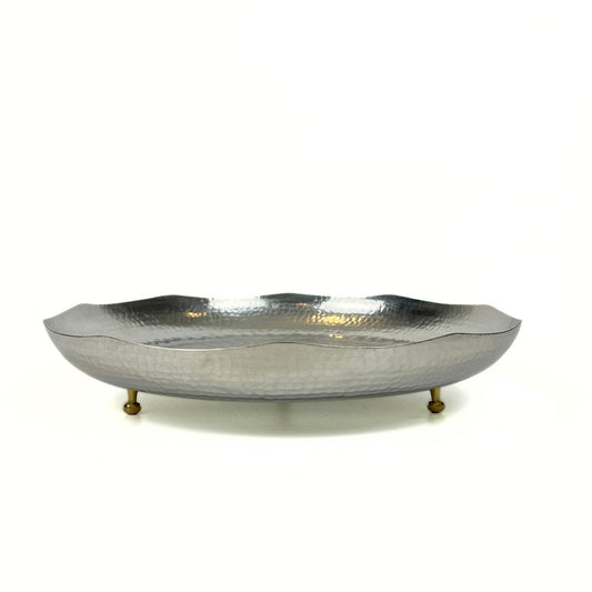 Atlas Copper Round Dish with Brass Base image 0