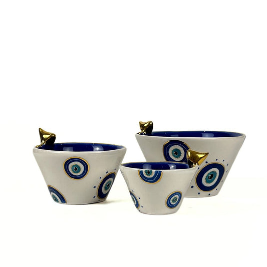 Evil Eye Bowl With Gold Bird image 0