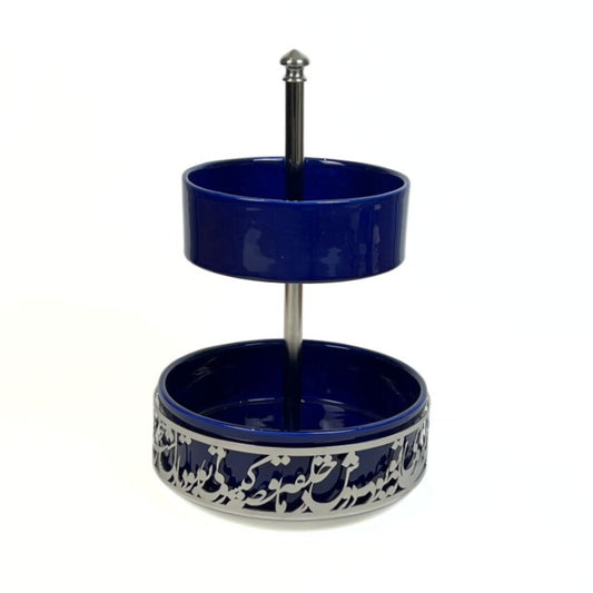 Two-Tiered Dark Blue Ceramic Dish