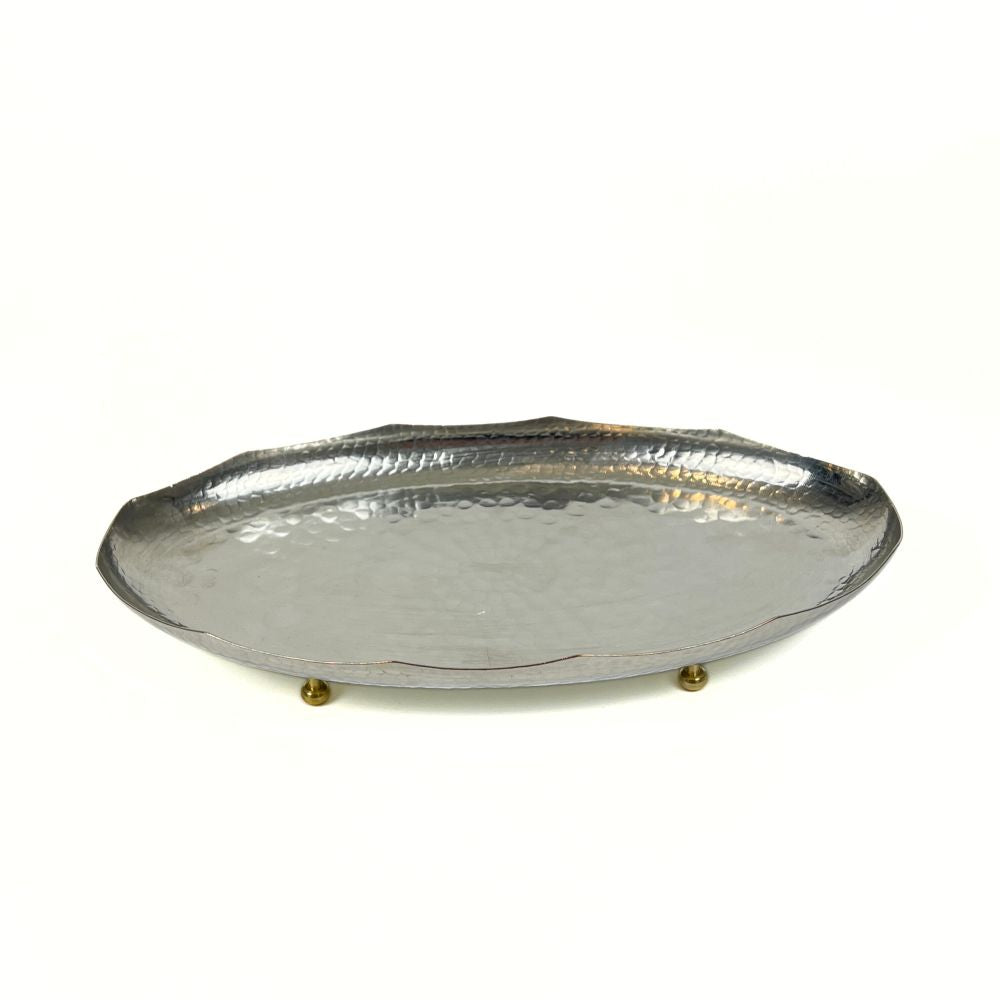 Atlas Copper Oval Dish with Brass Base image 2