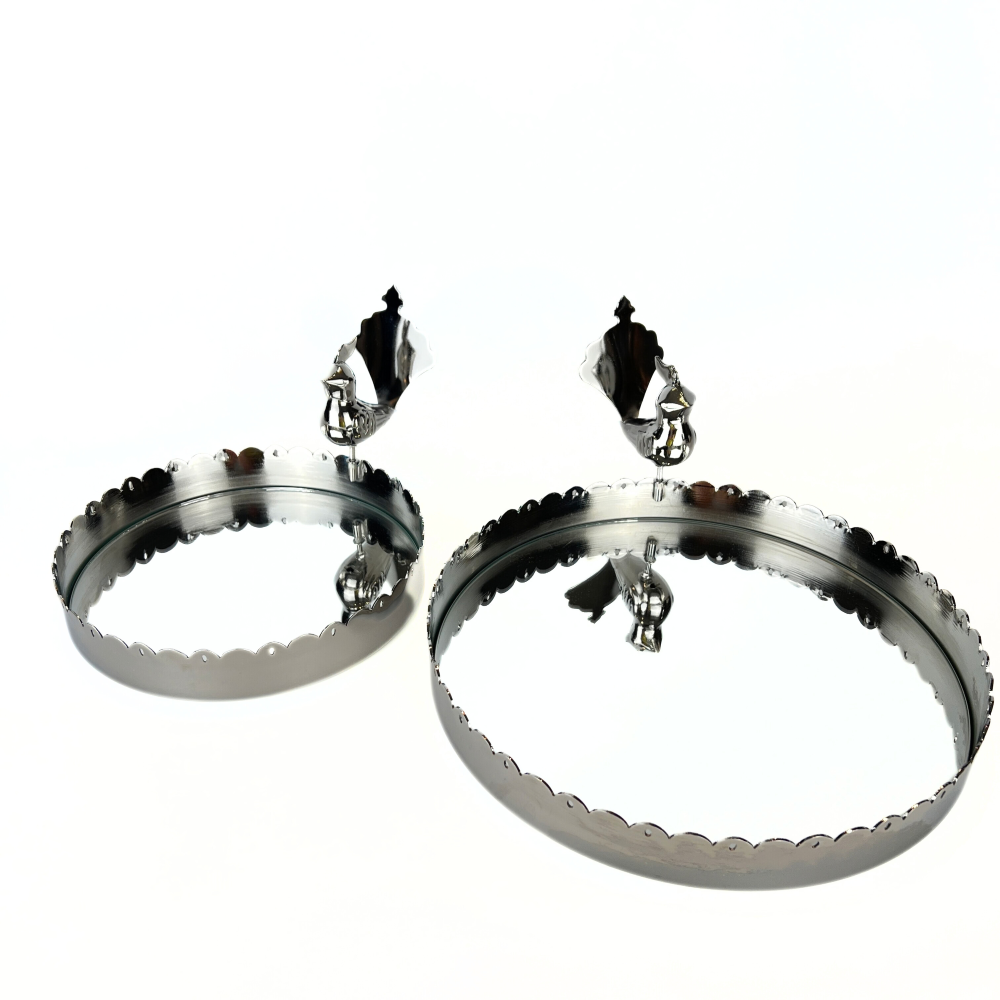 Peacock  Round Tray Silver