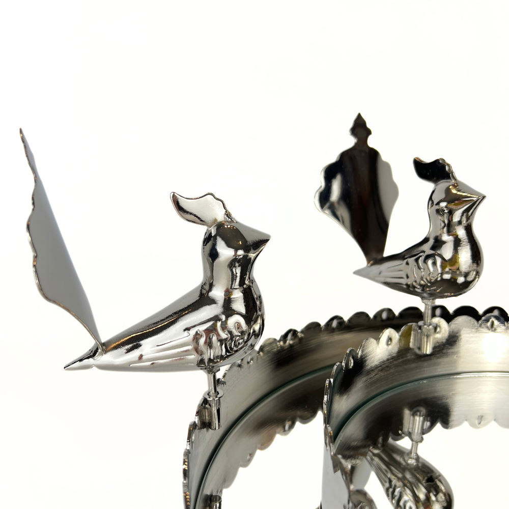 Peacock  Round Tray Silver