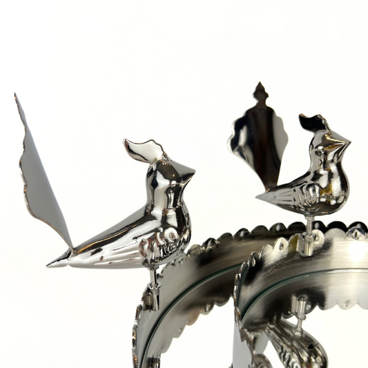 Peacock  Round Tray Silver