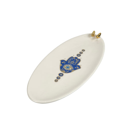 Small Bird Hamsa Oval Dish