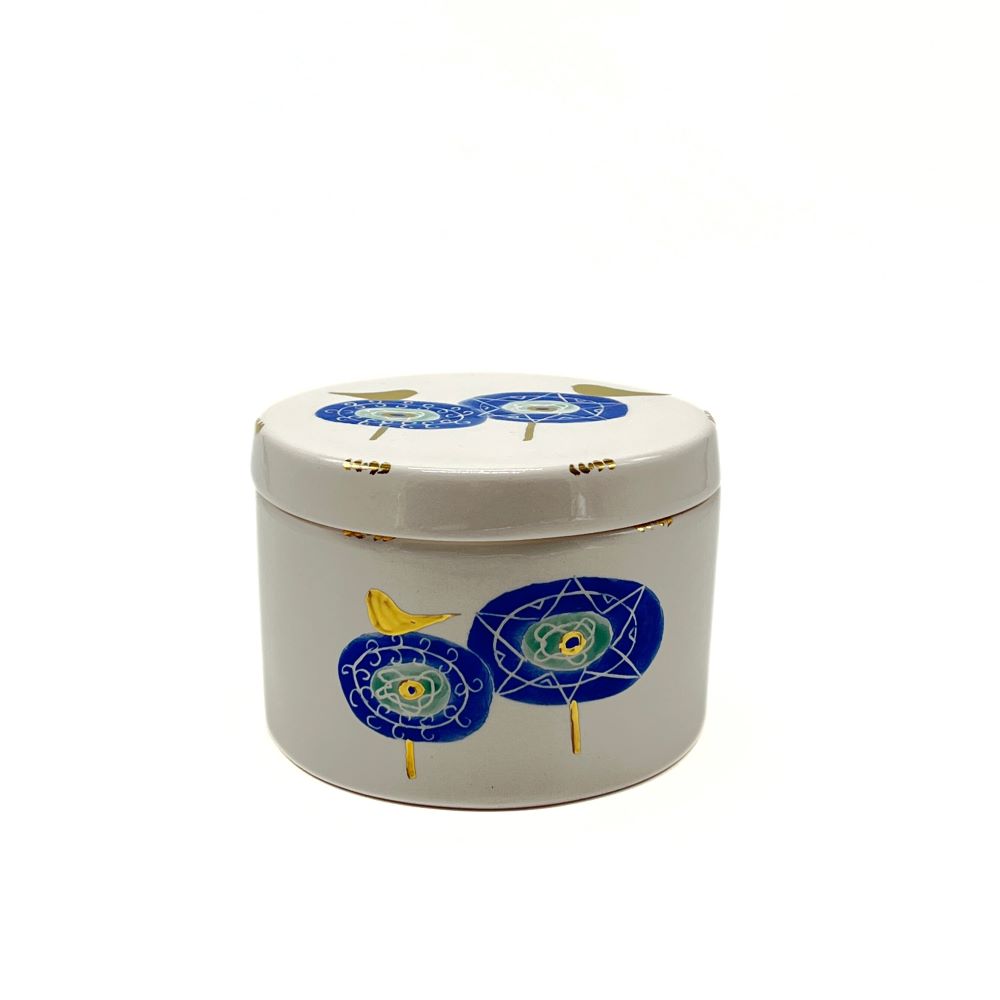 Ceramic Container With Bird Pattern (Round) image 0