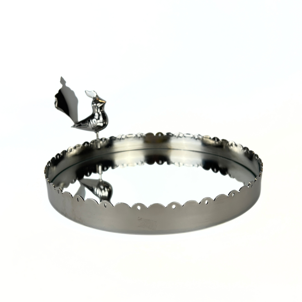Peacock  Round Tray Silver