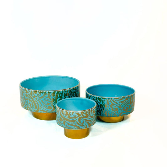 Turquoise Bowl With Golden Base image 0