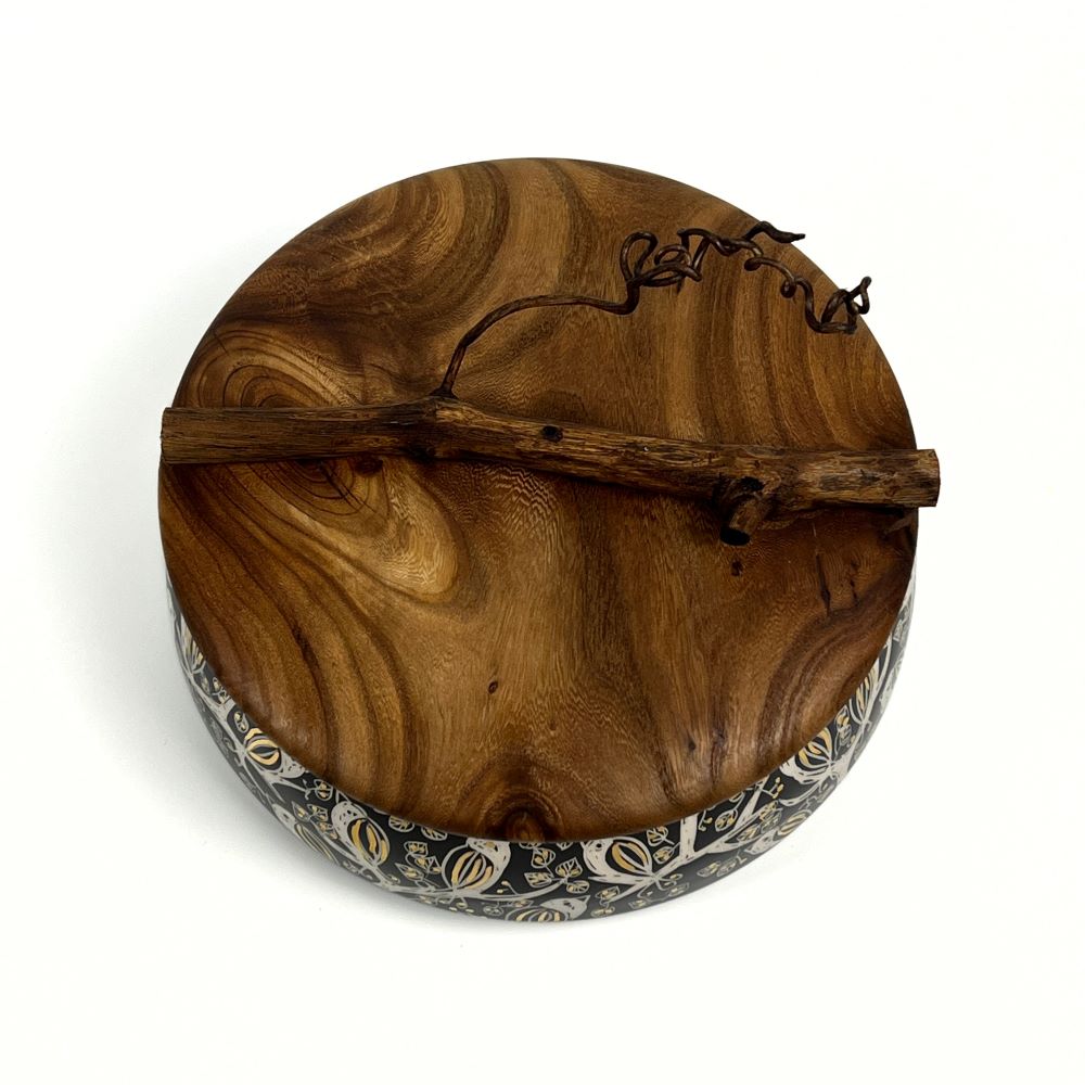 Ceramic Container With Wooden Lid (Bird Pattern) image 2