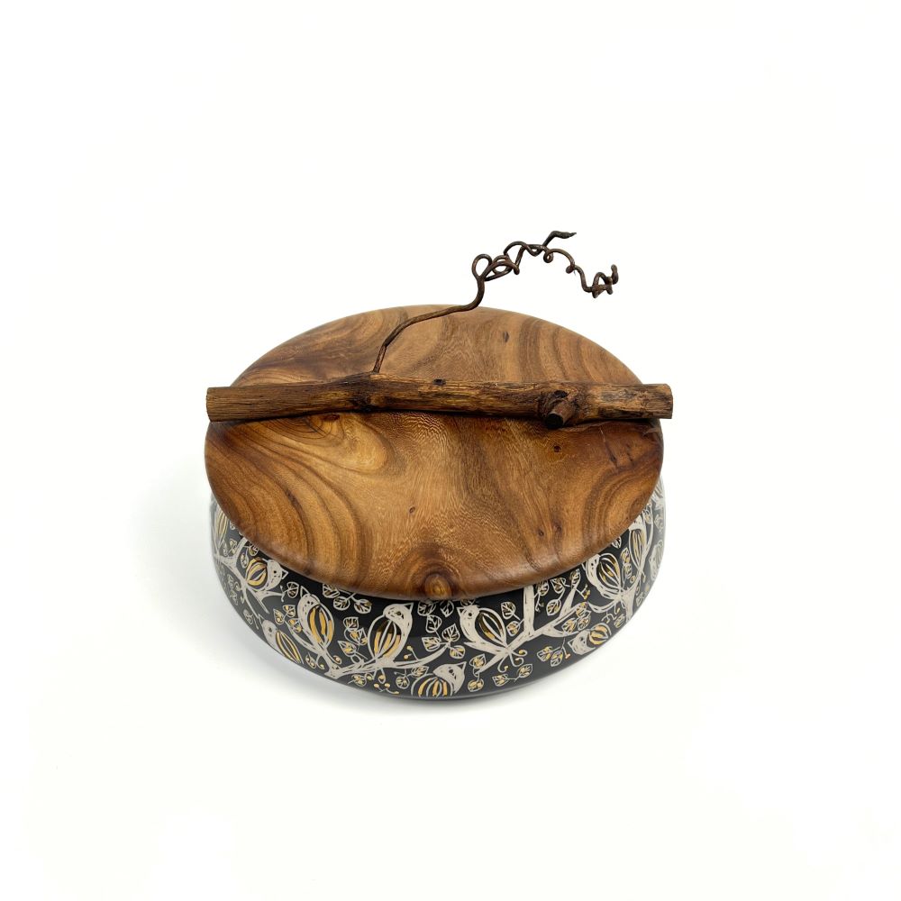 Ceramic Container With Wooden Lid (Bird Pattern) image 3