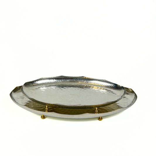 Atlas Copper Oval Dish with Brass Base image 0