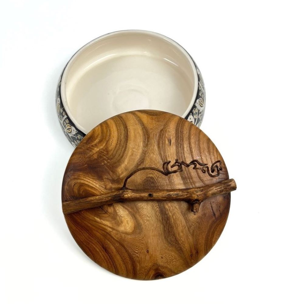 Ceramic Container With Wooden Lid (Bird Pattern) image 4