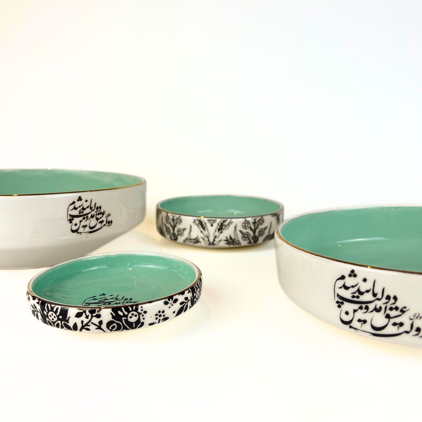 Turquoise Calligraphy Flat-Base (Dolat-e-Eshgh)
