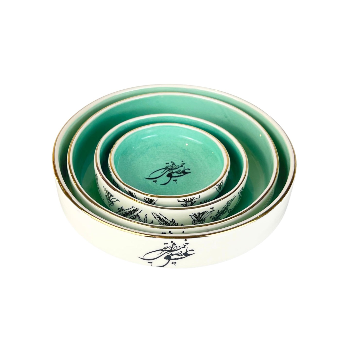 Turquoise Calligraphy Flat-Base (Sokhan-e-Eshgh)