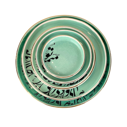 Turquoise Calligraphy Dish Set (Jani-o-Deli)