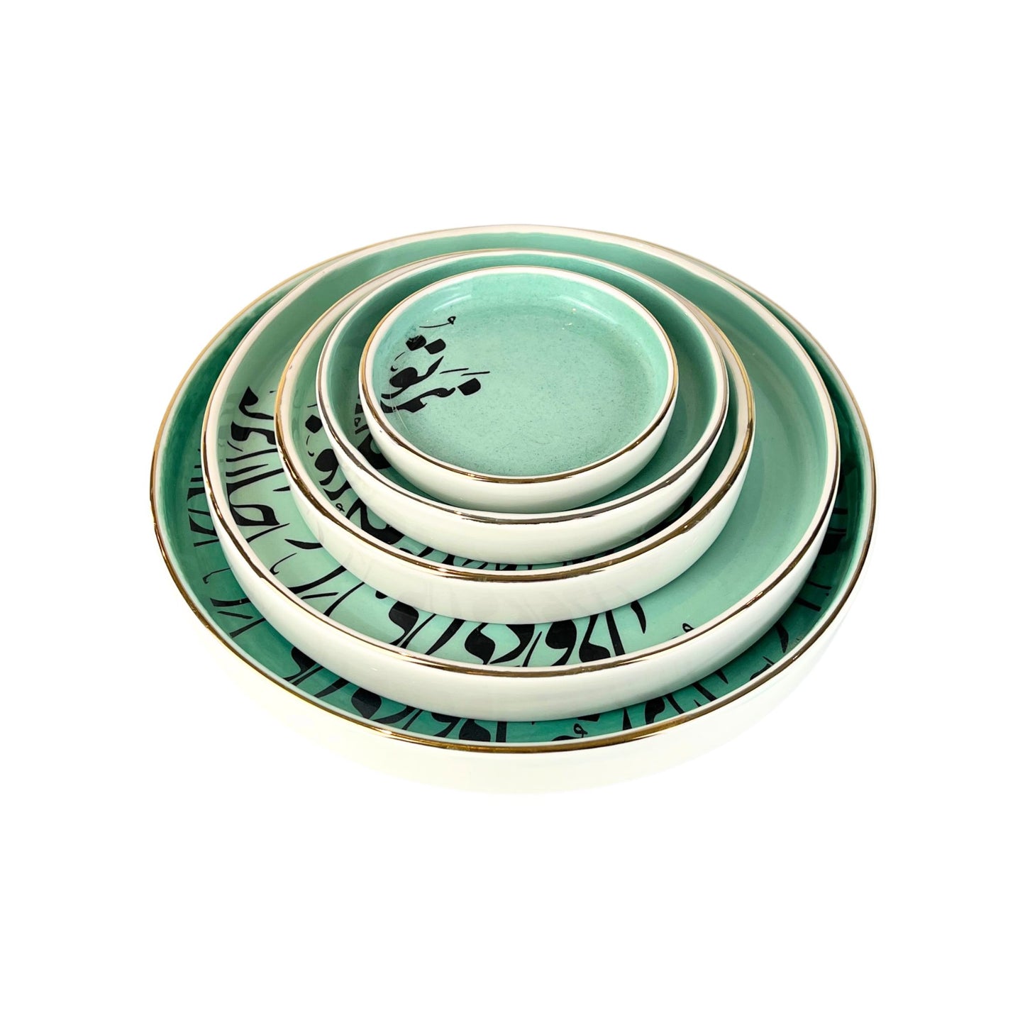 Turquoise Calligraphy Dish Set (Jani-o-Deli)