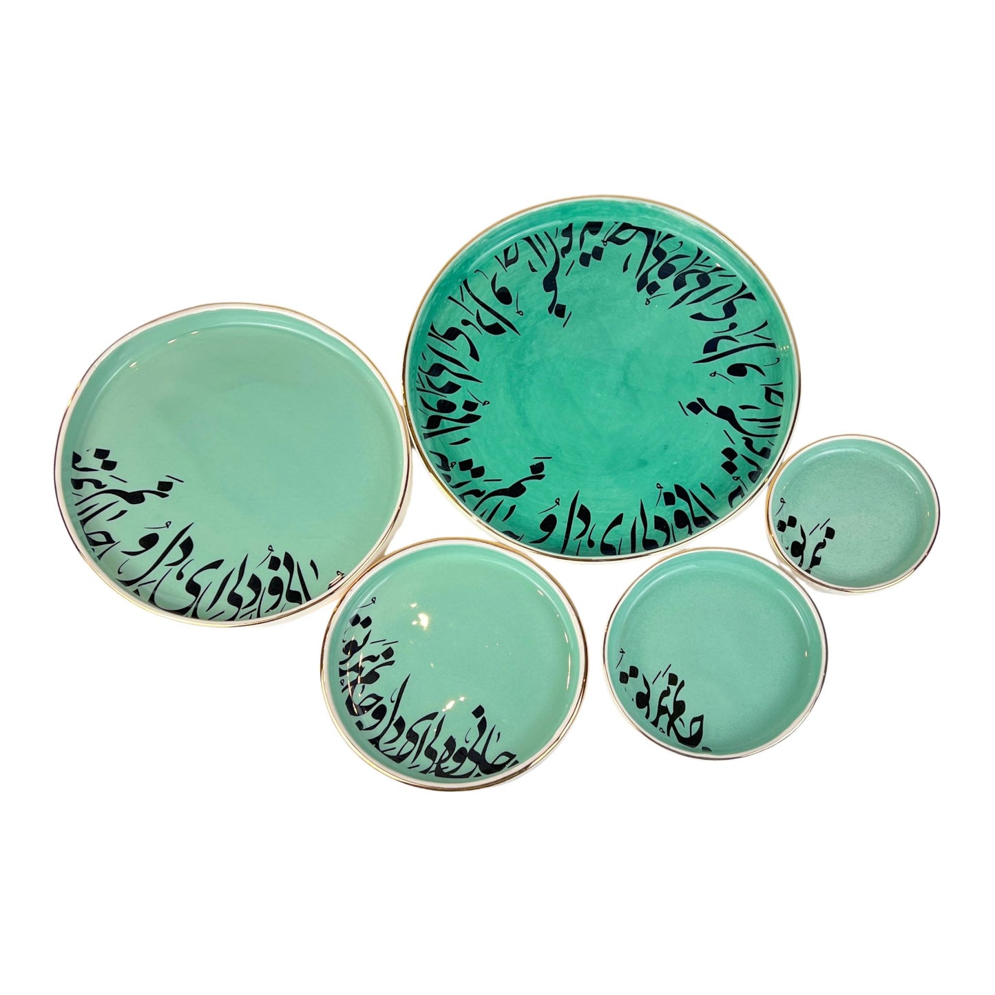 Turquoise Calligraphy Dish Set (Jani-o-Deli)