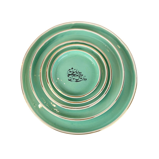 Turquoise Calligraphy Dish Set (Dolat-e-Eshgh)