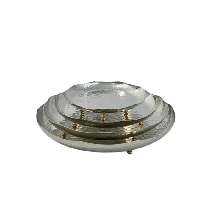 Atlas Copper Round Dish with Brass Base