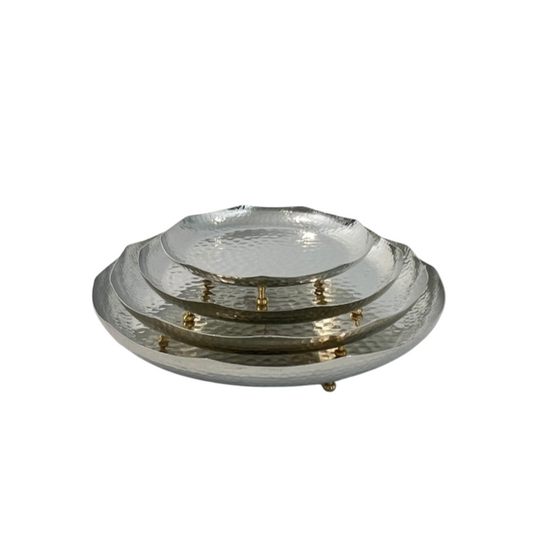 Atlas Copper Round Dish with Brass Base