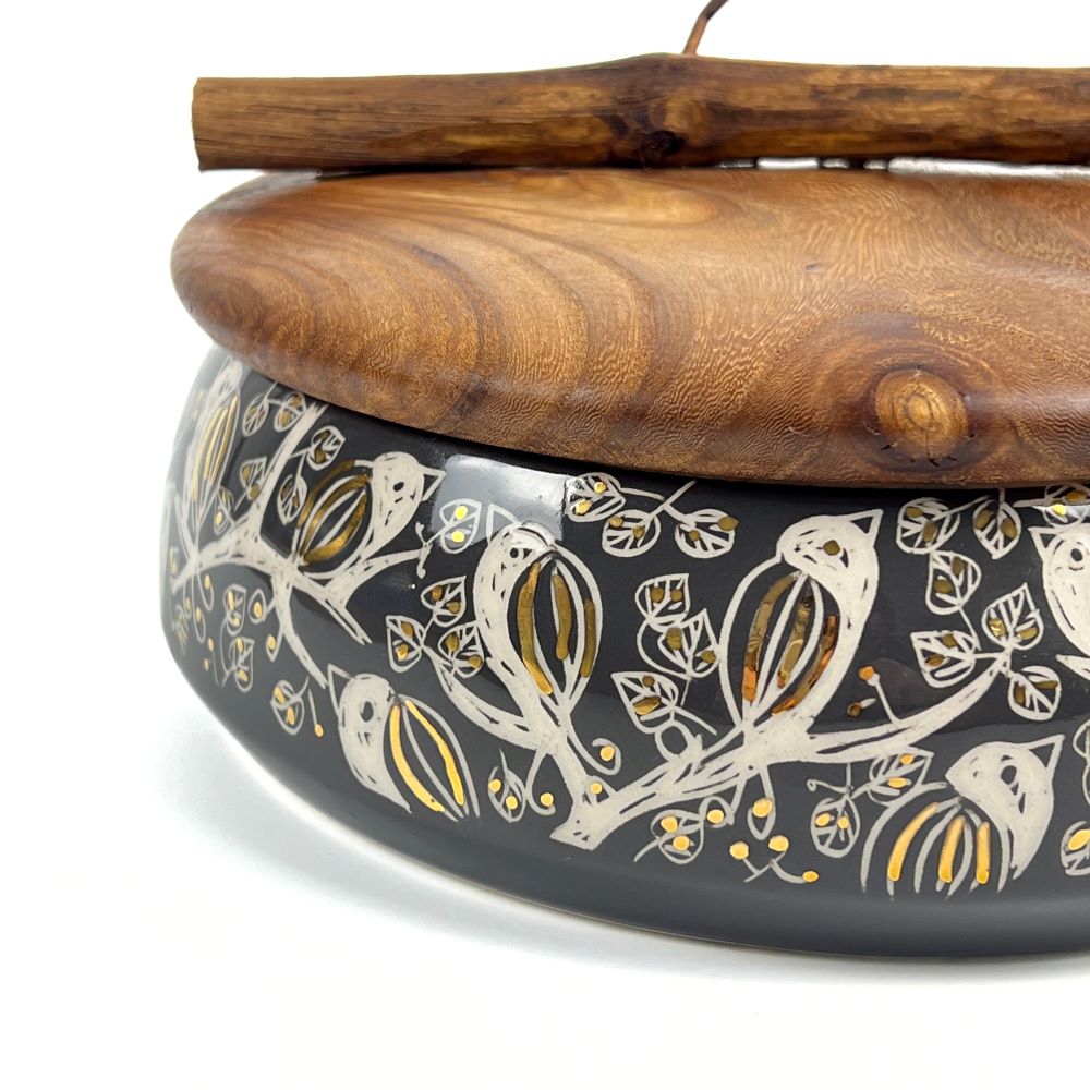 Ceramic Container With Wooden Lid (Bird Pattern) image 1
