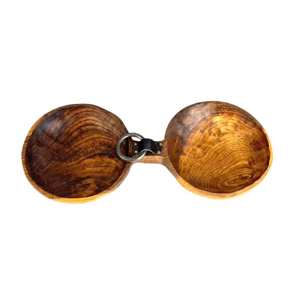 Two-Compartment Walnut Bowl