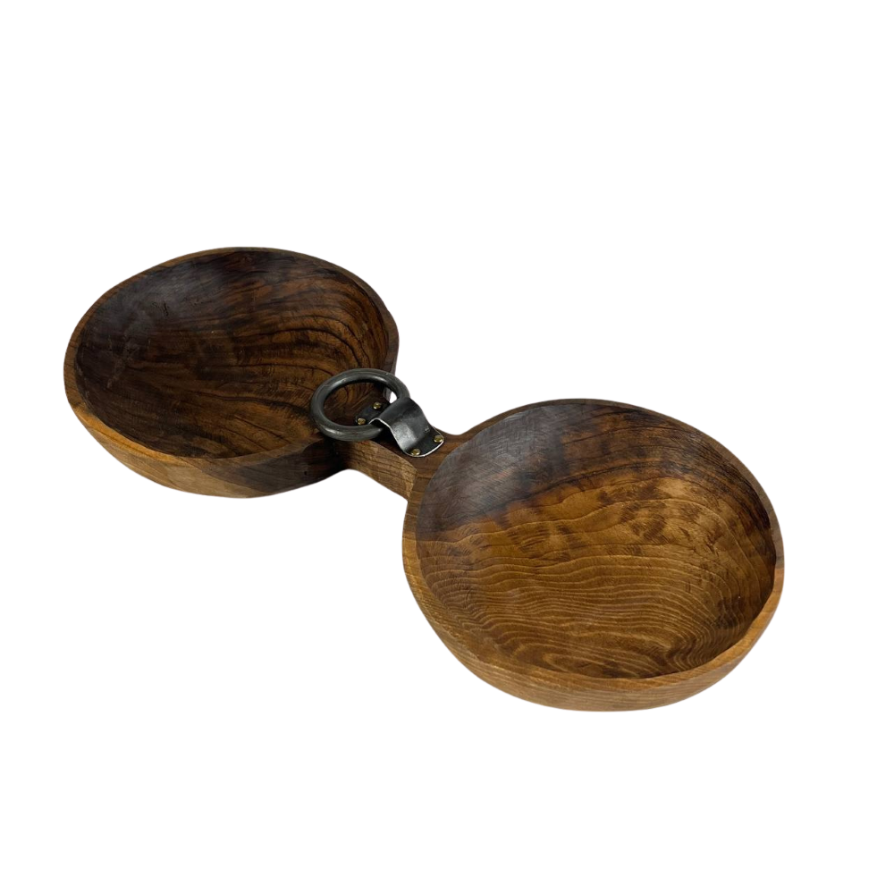 Two-Compartment Walnut Bowl