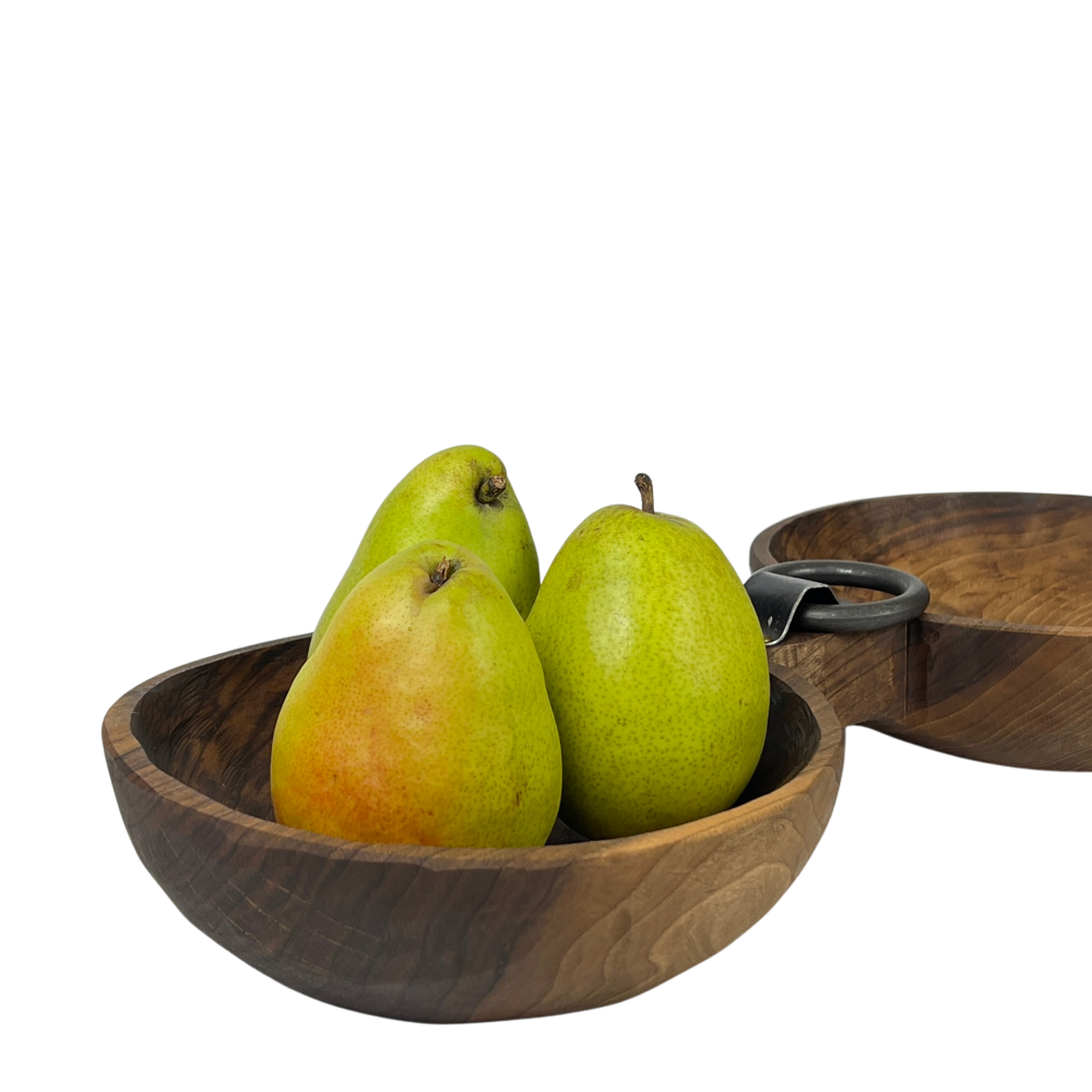 Two-Compartment Walnut Bowl