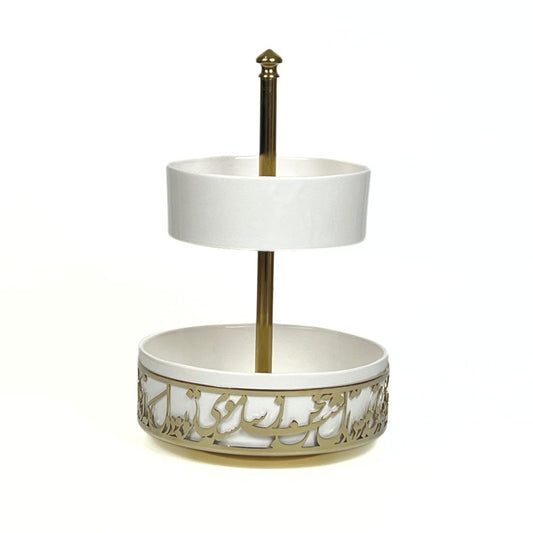 Two-Tiered White Ceramic Dish image 0