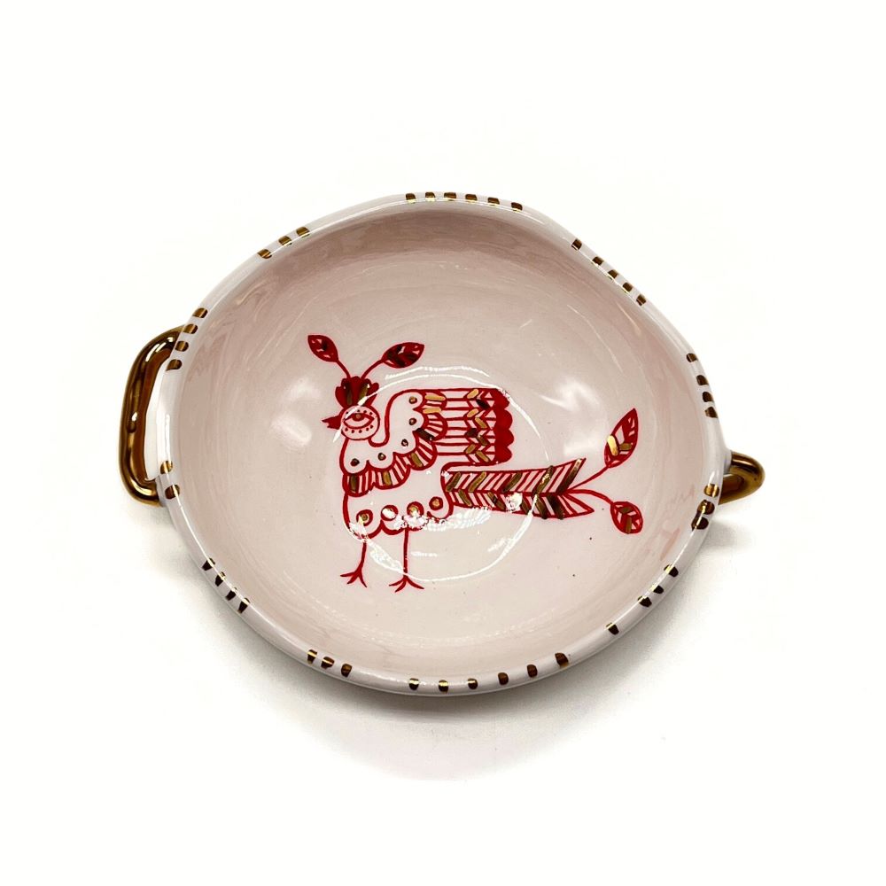 Bowl with Red and Gold bird 1 image 4