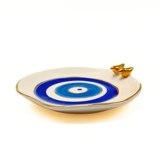 Evil Eye Ceramic Plate With Bird image 0